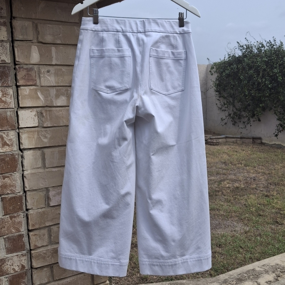 SPANX On-the-Go #20479R Cropped Wide Leg Pull-On White Pants Women Size Medium - Picture 7 of 16